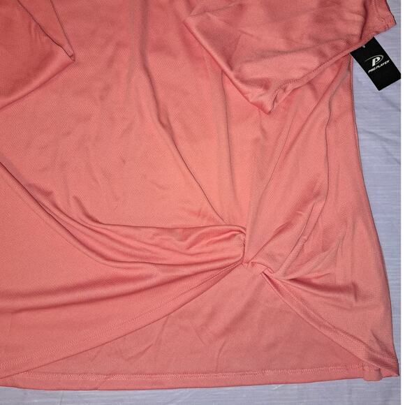 Ladies Large Long Sleeve Orange Peach Athletic Shirt with Knot Waist Detail - Picture 5 of 7